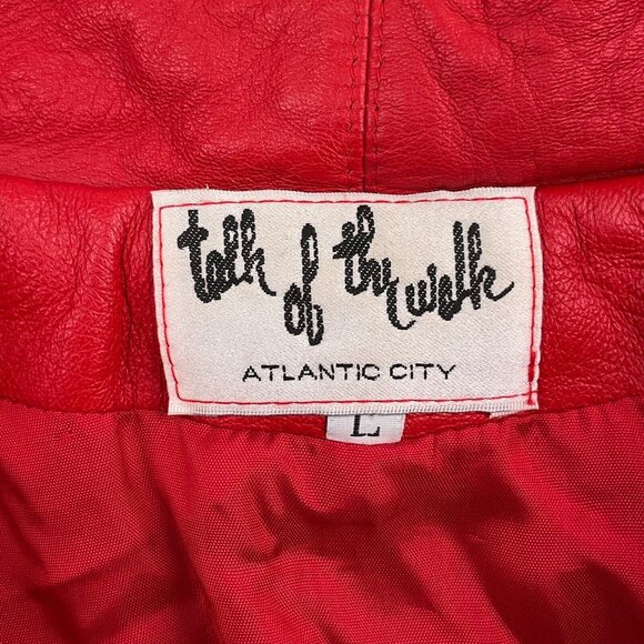 Atlantic City Talk of The Walk Jacket Women Large Red Leather Soft Relaxed VTG - Picture 5 of 9